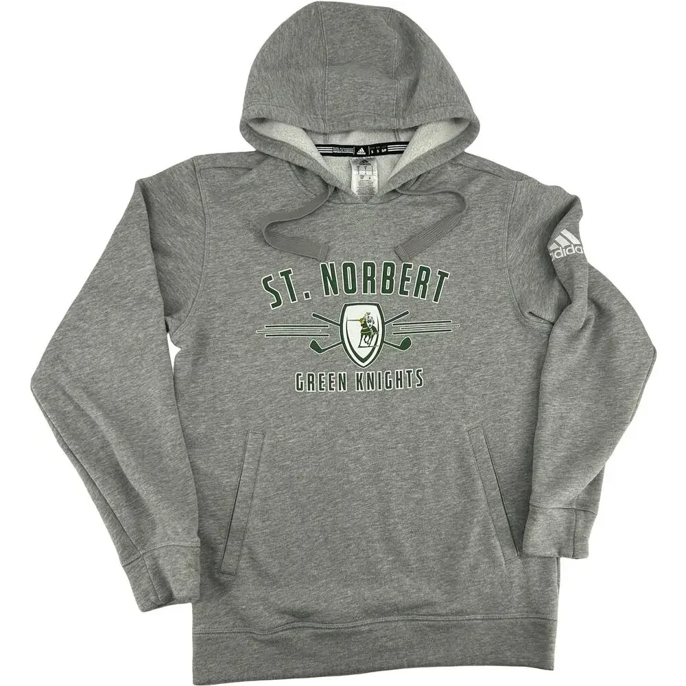 Men's Grey Green Adidas St. Norbert Green Knights Golf Hoodie Sweatshirt Sz S
